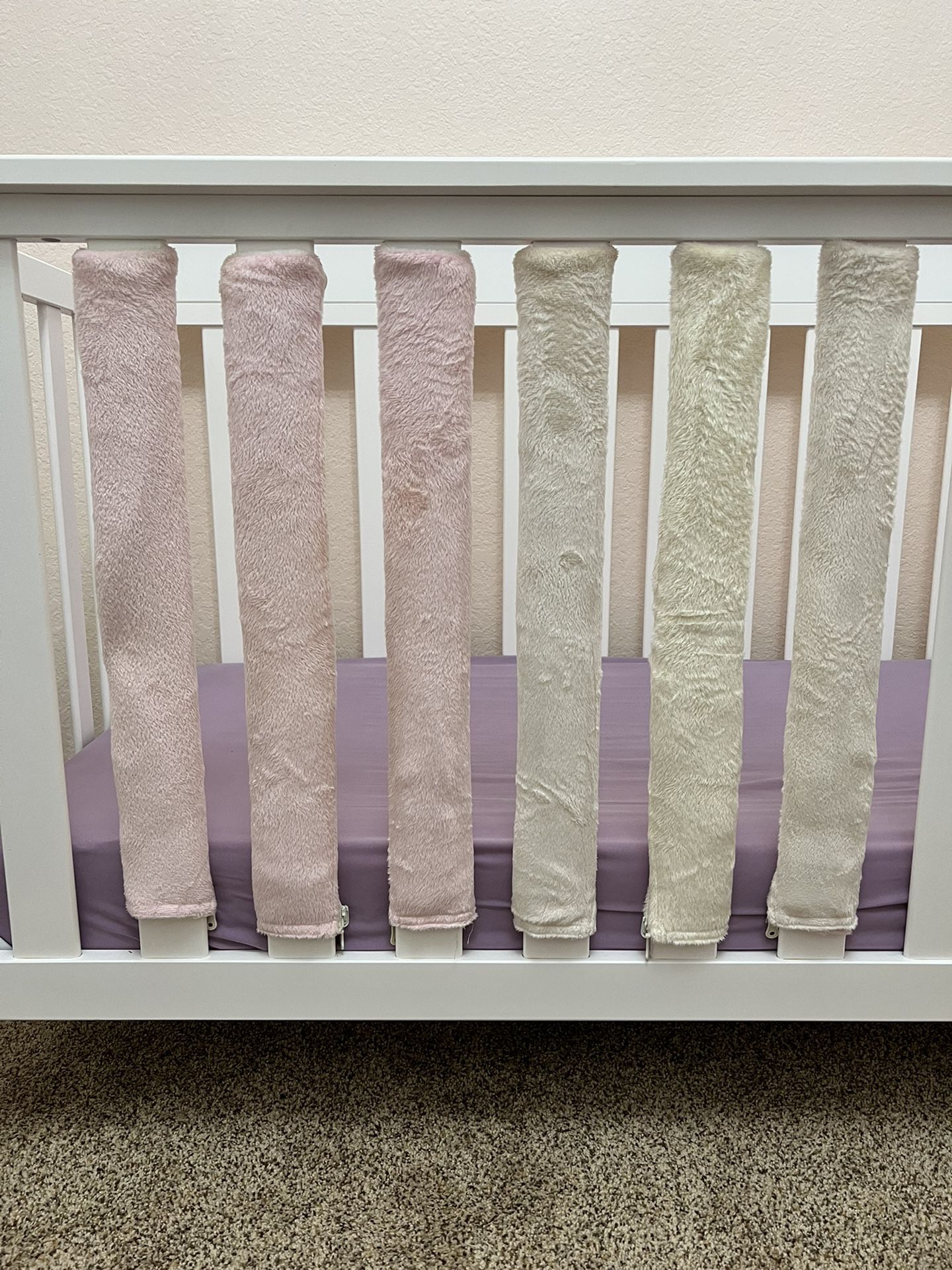 Vertical Wonder Crib Bumpers Baby Safety Pink White Nursery