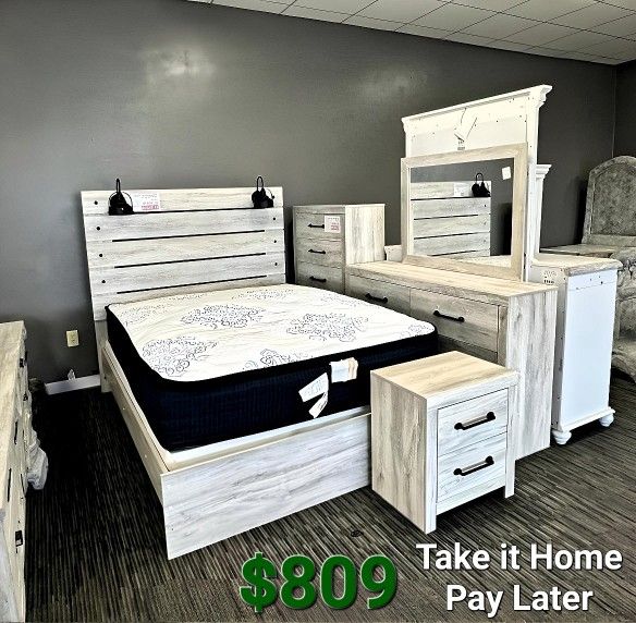 CAMBECK WHITEWASH PANEL BEDROOM SET