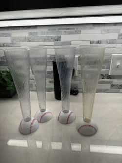 4 Baseball Tall Drinking Cups