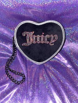 Juicy Couture Black "String Of Pearls" Rhinestone Zip Wallet