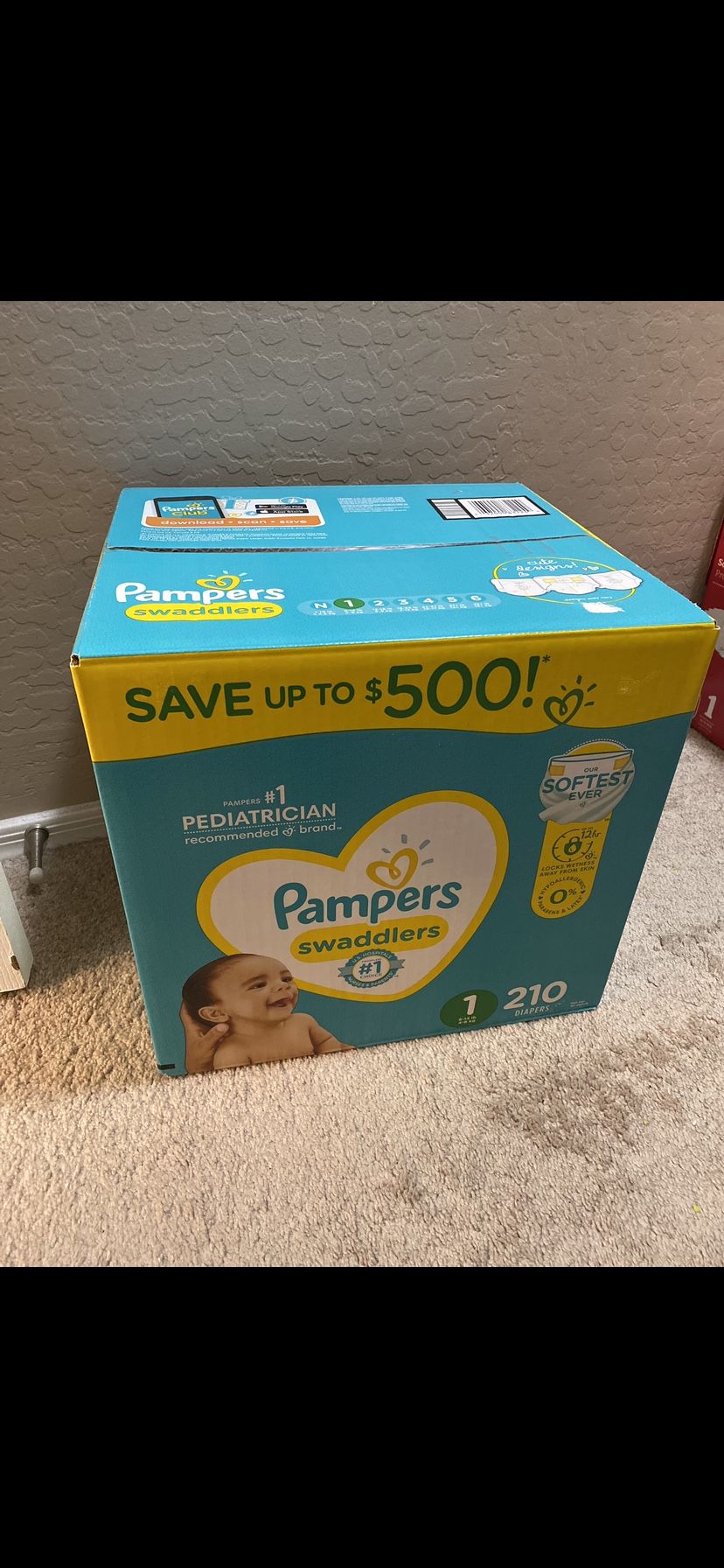 Pampers Sz 1, 210 ct 