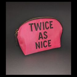 Victoria’s Secret VS Pink Satin Holiday Bling Makeup Bag Cosmetic Case
