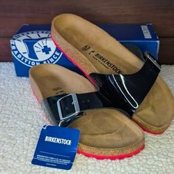 Birkenstock NIB Madrid Black Patent, Red Sole
