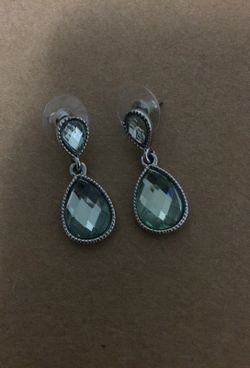 Costume, earring set in silver tone and aqua marine color. Purchased at Macy's cherry creek.