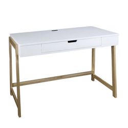 White desk with USB ports