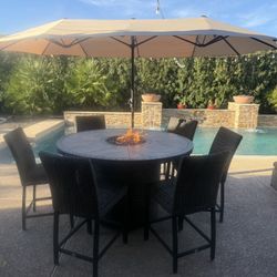 BEAUTIFUL AGIO OUTDOOR 8 PIECE FIRE BAR PATIO SET