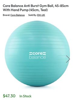 Core Balance Anti Burst Gym Ball – Teal 45cm