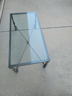Decorative Glass Top Coffee Table – Metal Wrought Iron Style