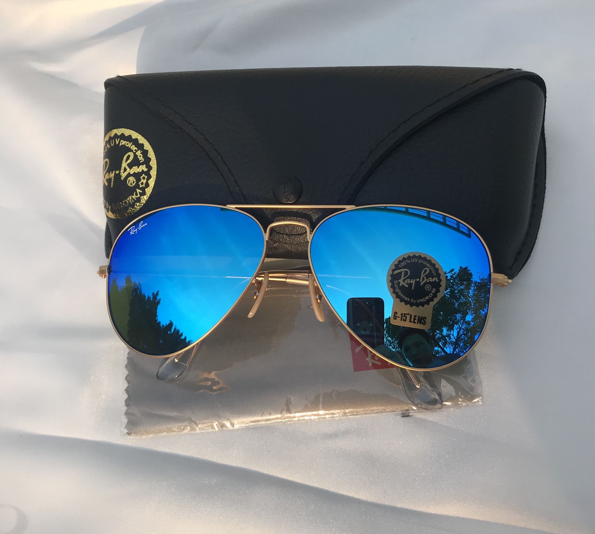 Aviator 3025 Blue Lenses Unisex Sunglasses