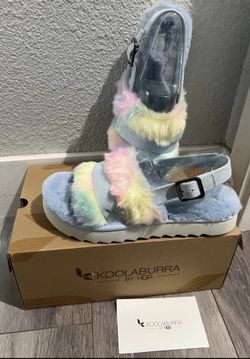 Koolaburra by UGG Adjustable Slide Sandals Fuzz'd Out Slippers Size 10