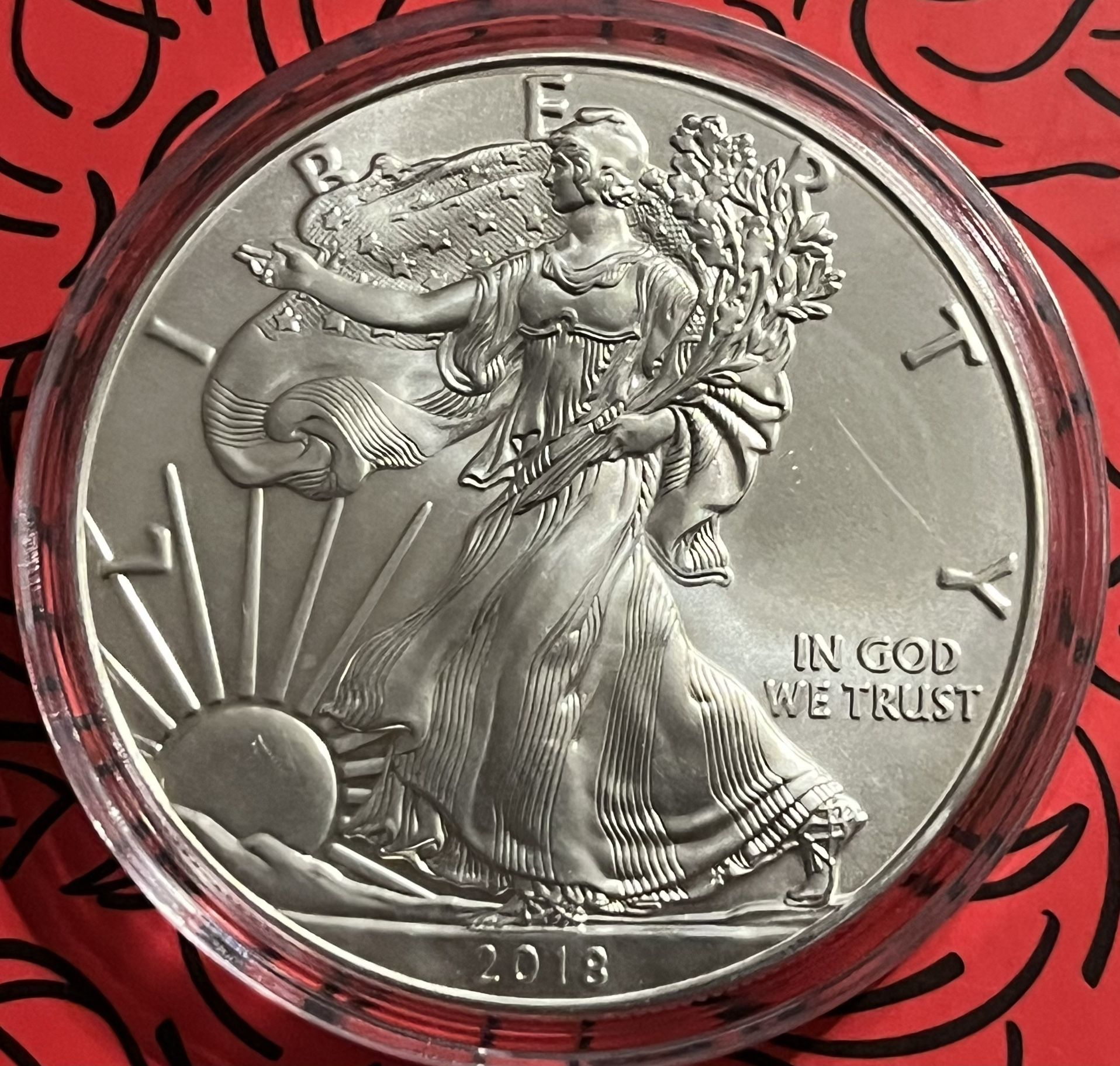 1 Oz Silver BU 2018 American Silver Eagle Encapsulated