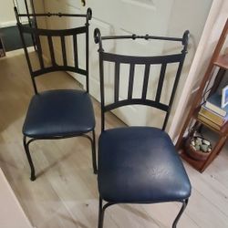 Two Metal And Faux-Leather Dining Chairs