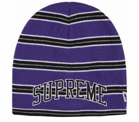 Supreme new era striped purple beanie