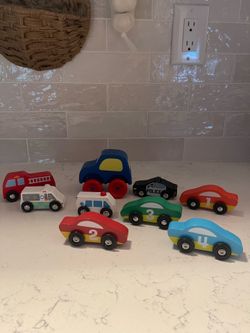 Set of wooden cars