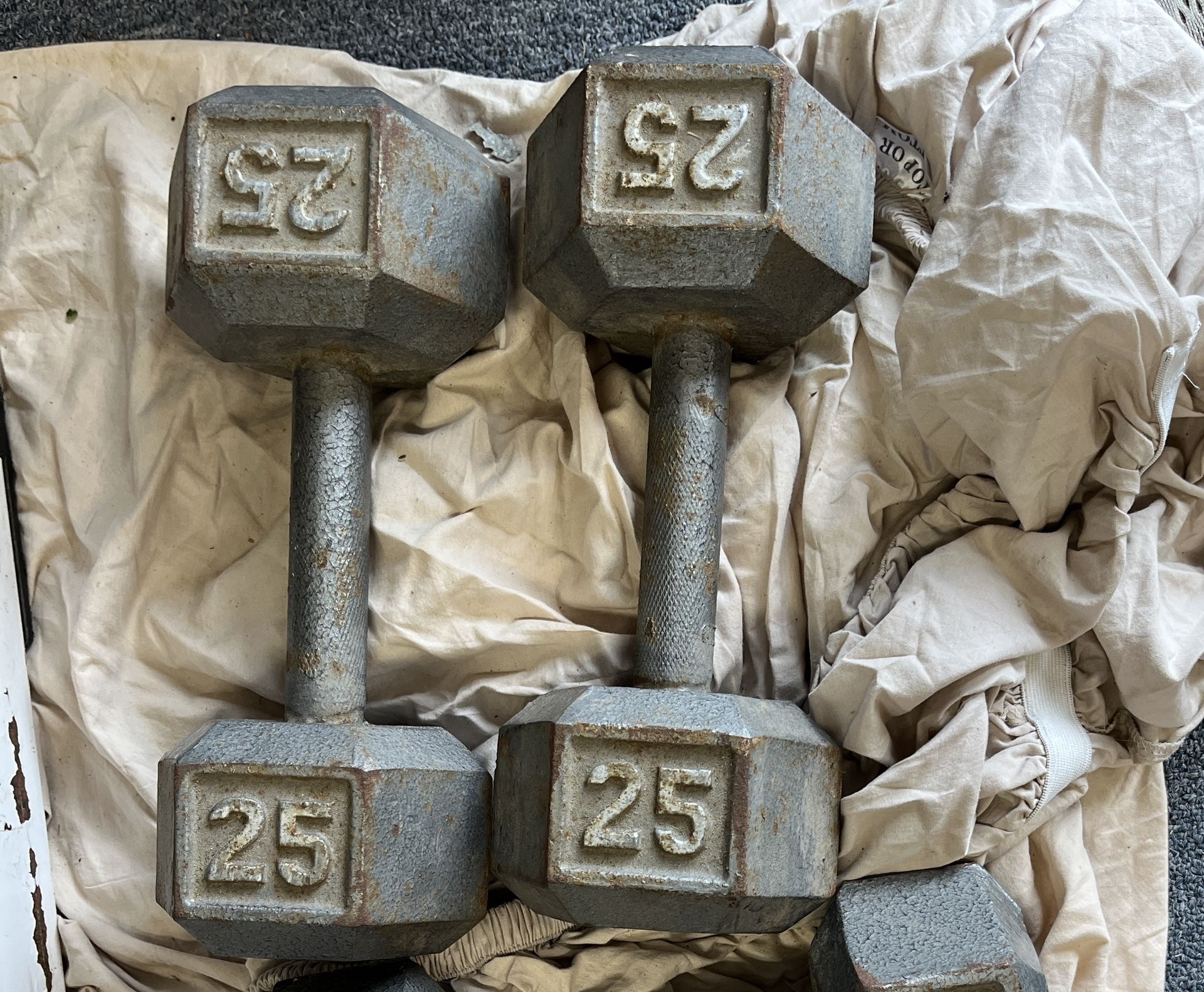 pair 25 lb dumbell weights