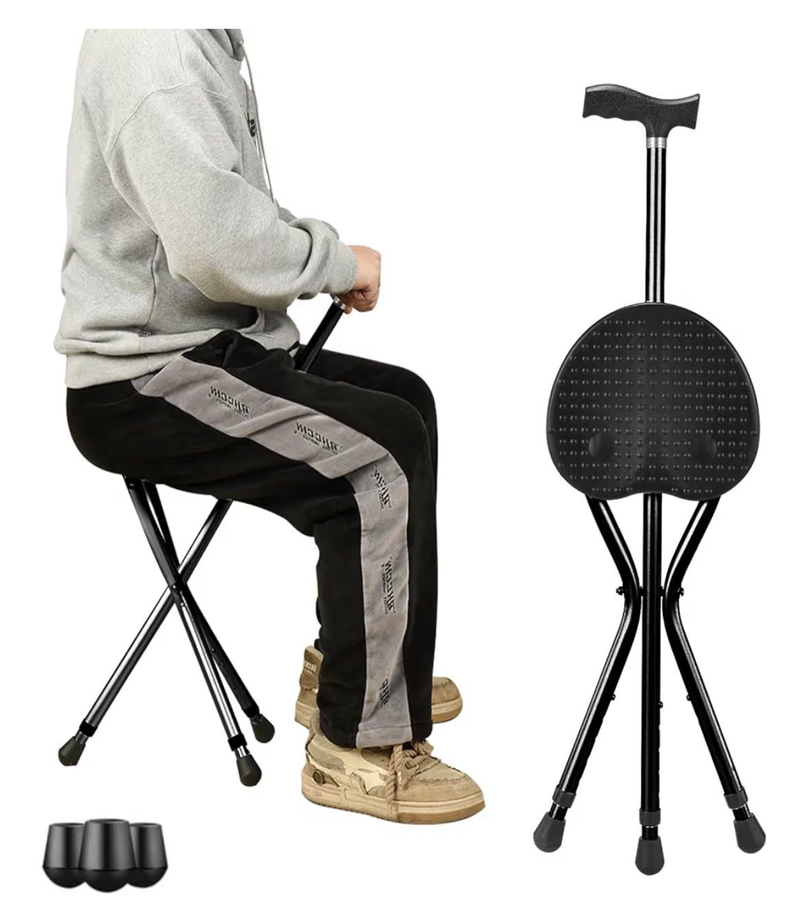 New Walking Cane With Seat (Black)