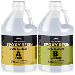 Gallon 3×UV Resistant Resin Kit,No Bubble & Crystal Clear Epoxy Resin for Coating, Casting, Table Top,DIY, Bar Top, River Tables, Resin Art, Wood with