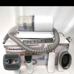 Dog Grooming Vacuum PV01 - 1.5L Dust Bin - Pet Hair Clipper Kit - White & Gray