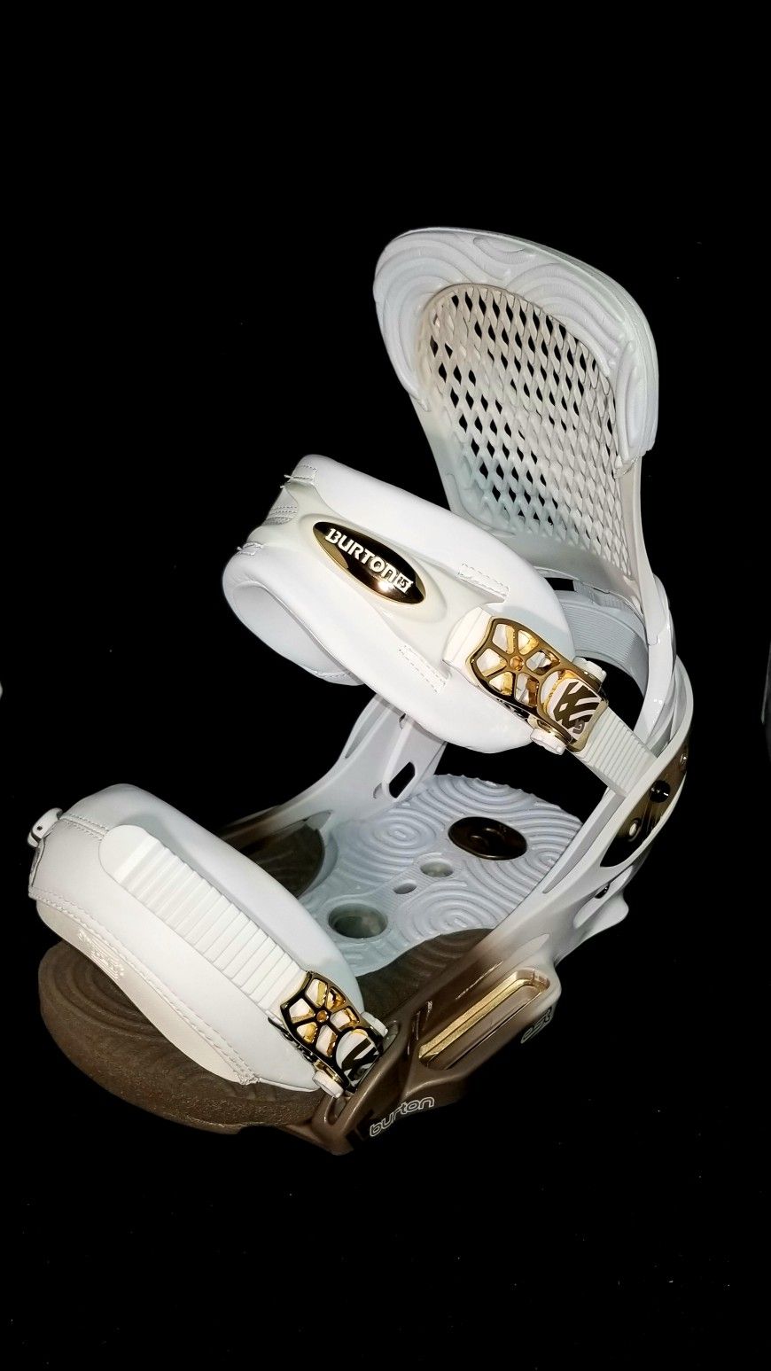 NEW $300 Burton EST Snowboard Bindings Men L (10+) W(11) White Gold