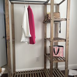 Clothes Rack With 4 Shelves Wood 