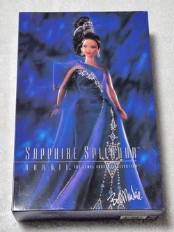 Sapphire Splendor Barbie Doll 1997 Bob Mackie Jewel Essence Collection