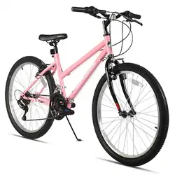 Mountain Bike with 18 Speed, HILAND BAMCBASE Pink 24'' Step through , High Tensile Steel Frame Bicycle, MTB Women Pink , NEW