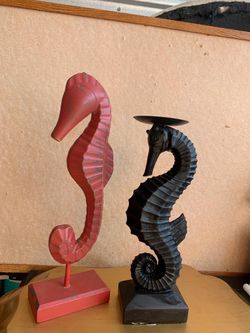 Seahorse candle holder/wood /decor