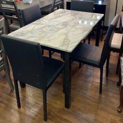5Pc White Dining Table Set 
