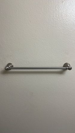 Brushed nickel towel rack