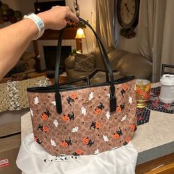 Coach City Tote In Signature Canvas With Halloween Print