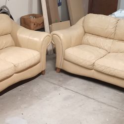 Real Italian leather Sofa  (Couch) and Loveseat Set