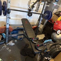 Selling Full Home Gym Weight Set – ~240 lbs Plates + Barbell + Bench