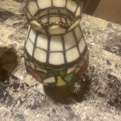 Dale Tiffany Style tea candle Holder Table Lamp 12" Stained Glass