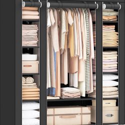 SONGMICS Closet Wardrobe Portable Closet for Bedroom Clothes Rail with Non-Woven Fabric Cover - Black