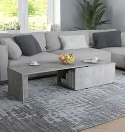 NEW! 2 piece Convertible coffee Table Concrete Gray 59.1"x19.7"x13.8" Chipboard material