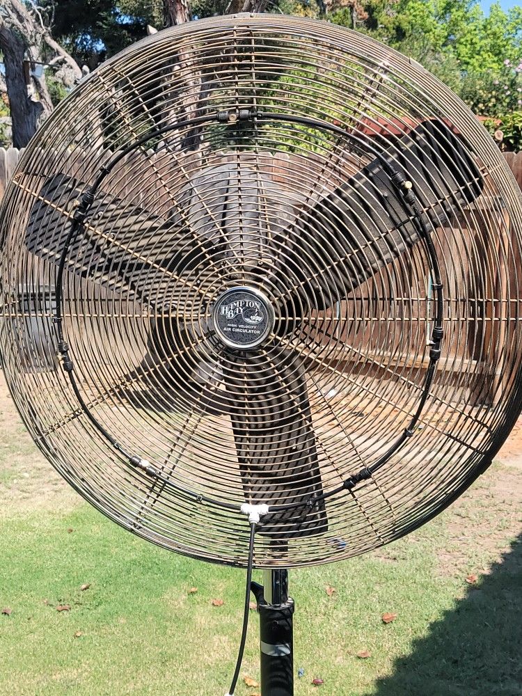 26" Hampton Bay Industrial Fan With Misters Don't Miss Out Cools Down Your Complete Patio
