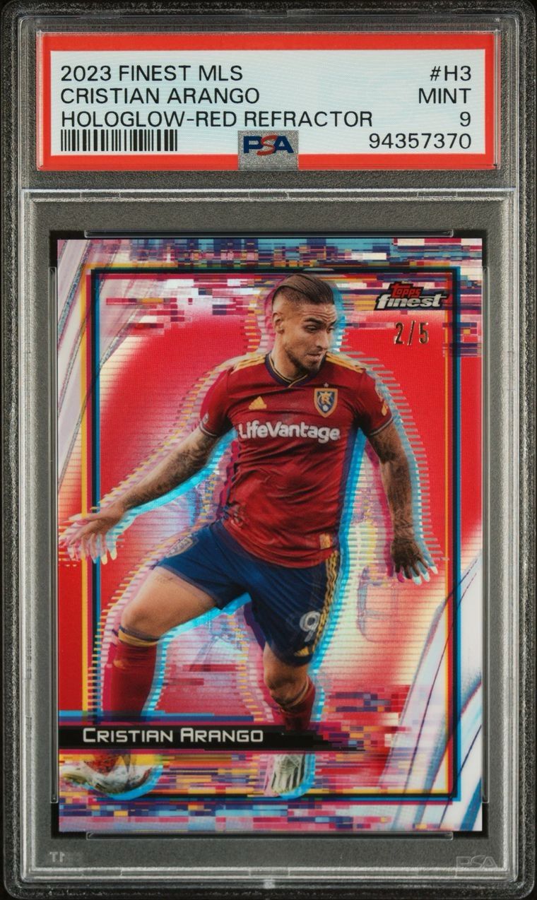 2023 Topps Finest MLS Cristian Arango HoloGlow Red Refractor PSA 9 Real Salt Lake