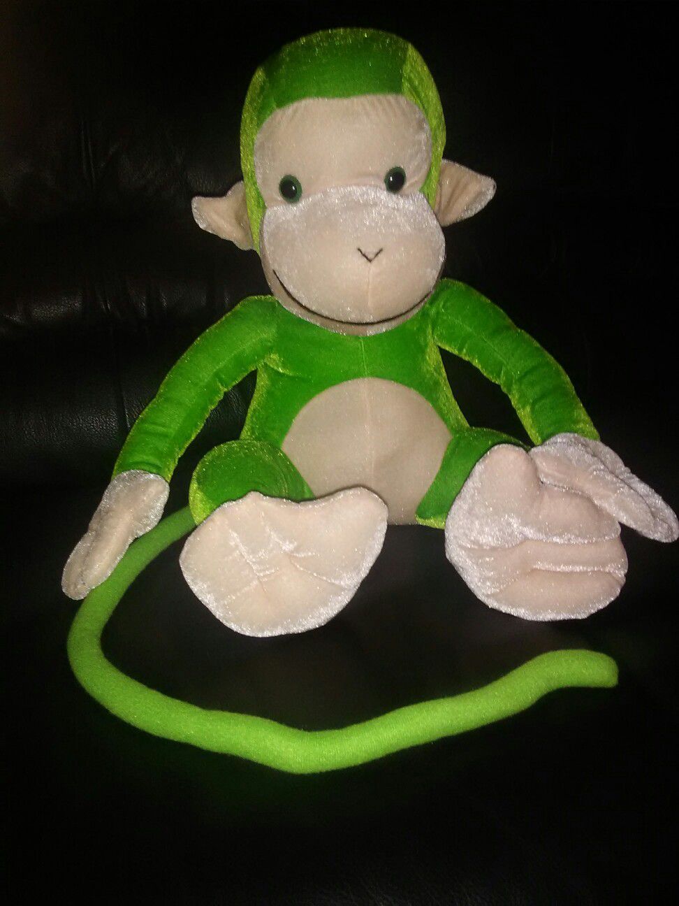 Large 16" Goffa International Stuffed animal monkey with long tail and smile