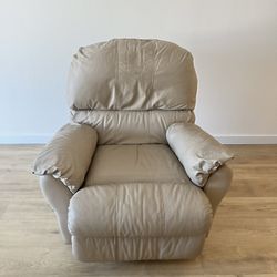 Beige Leather Wall Recliner/ Lazy Boy Style - Swivel