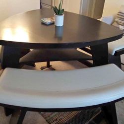 Dinning Table With 3 Leather Bench 