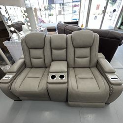 Leather Reclining Sectional 