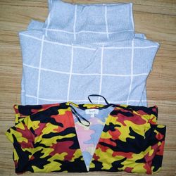 Turtle Neck Warm Midi Dress With Long Sleeves & Camo Print Cardigan - Size L