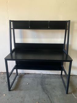 Tribesigns Black Computer Desk with Hutch & Storage