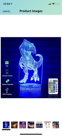 Dinosaur Toys 3D Night Light for Kids 16 Colors 7 Colors Changing, Dinosaur 3D Lamp Dimmable Best T Rex Toys Birthday Dinosaur Gifts for Boys 2 3 4 5