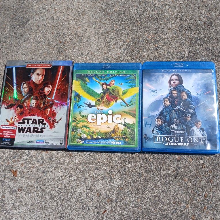 Blu-ray Movies- Star Wars The Last Jedi, Epic & Star Wars The Rogue One