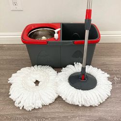 (New in box) $20 Spin Mop System with Wheels & Handle, with 2pcs Replacement Microfiber mops