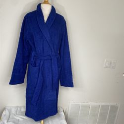New Without Tags Vintage Men's Lands End Blue Terry Cloth Robe Size Medium