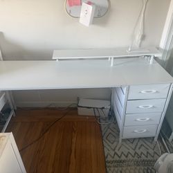 Desk With LED Lights And Drawers 