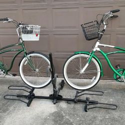 2 Beach Cruisers and Bike Carrier