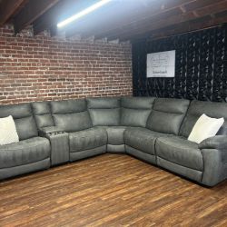 Delivery Available Dark gray L shape recliner sectional sofa couch